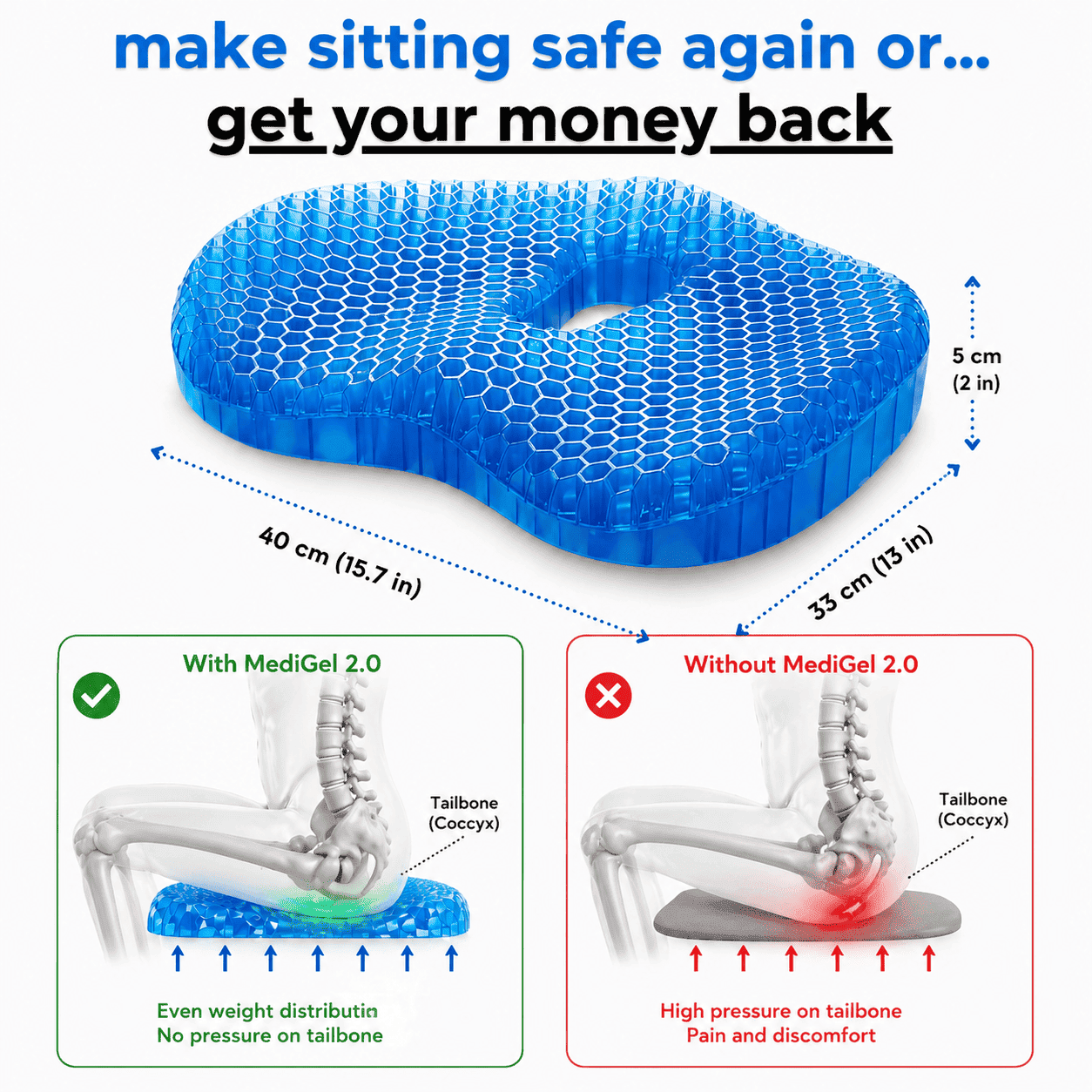 MediGel 2.0 – Orthopedic Comfort Gel Seat